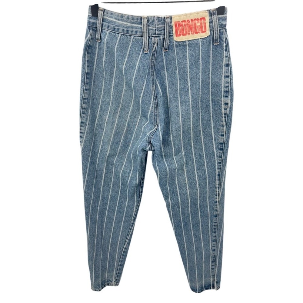 Vintage Bongo High Rise Jeans Striped Pattern Blue/White Size 9 Cropped - Picture 3 of 8